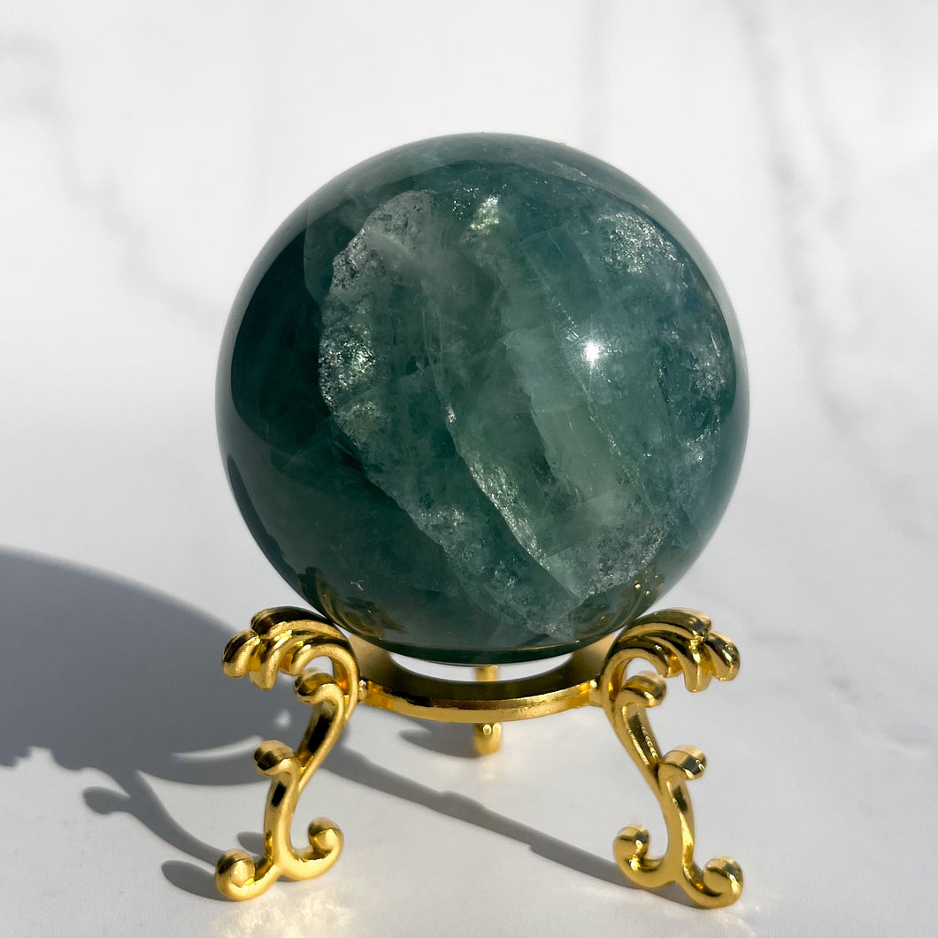 Green Fluorite Sphere - Dark