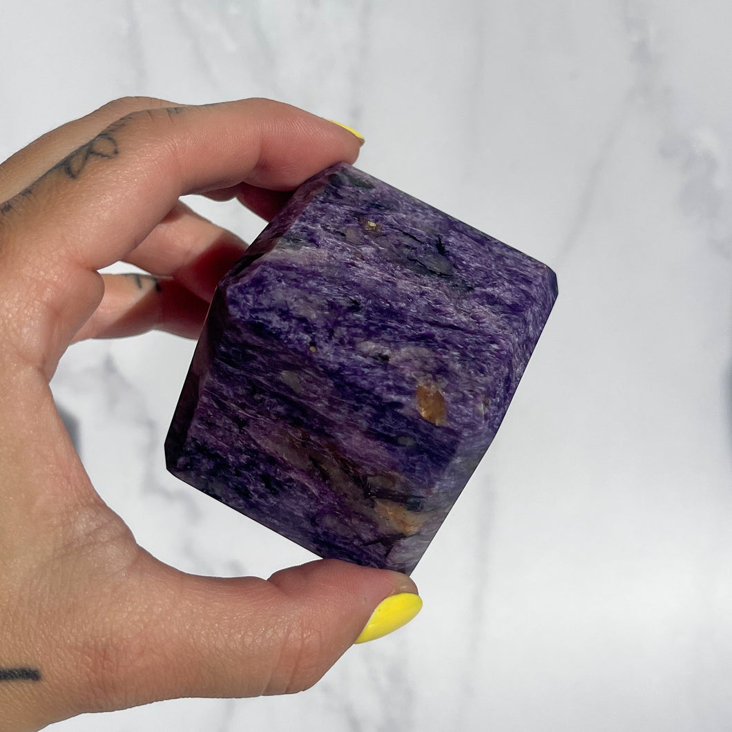 Charoite Beveled Edge Cube