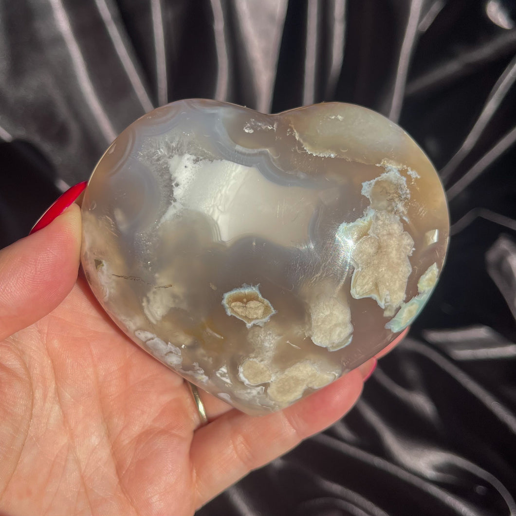 Flower Agate Chunky Heart 04